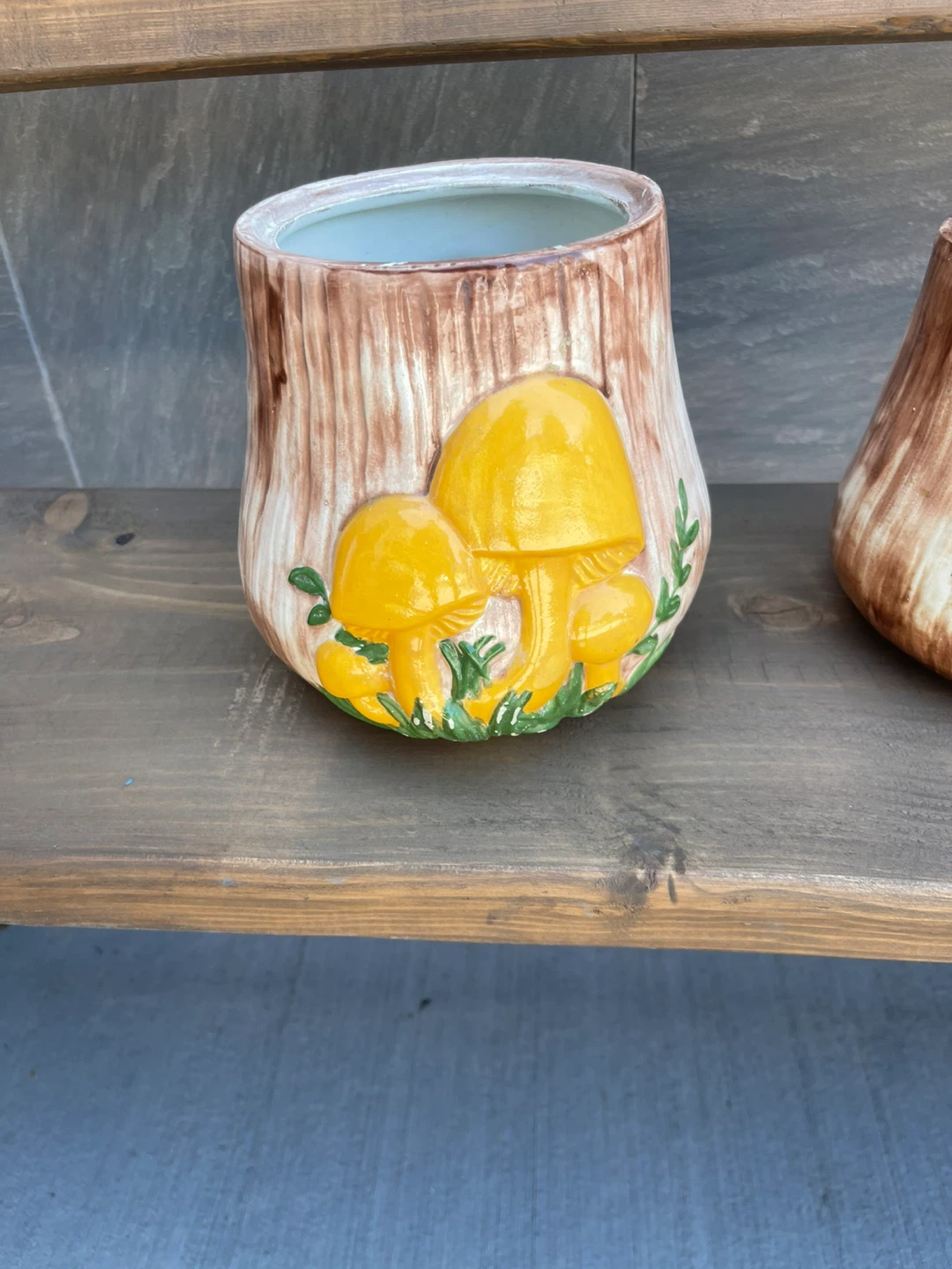Vintage Ceramic Mushroom Canisters- Vintage 1970s