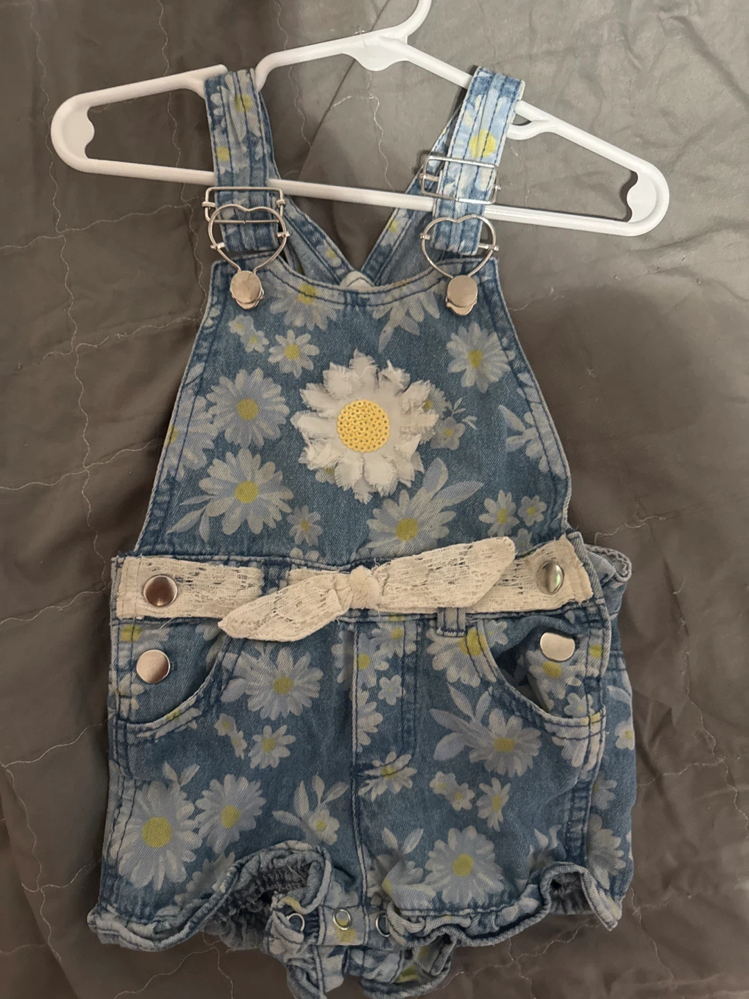 Baby Girls Denim Daisy Overalls