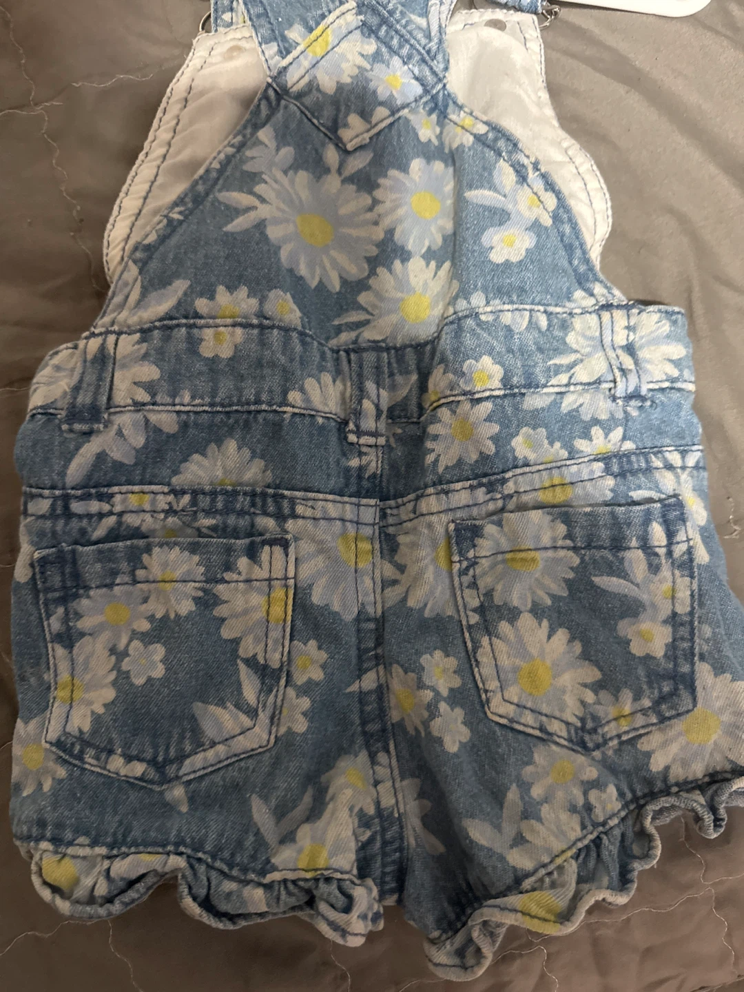 Baby Girls Denim Daisy Overalls - photo 3