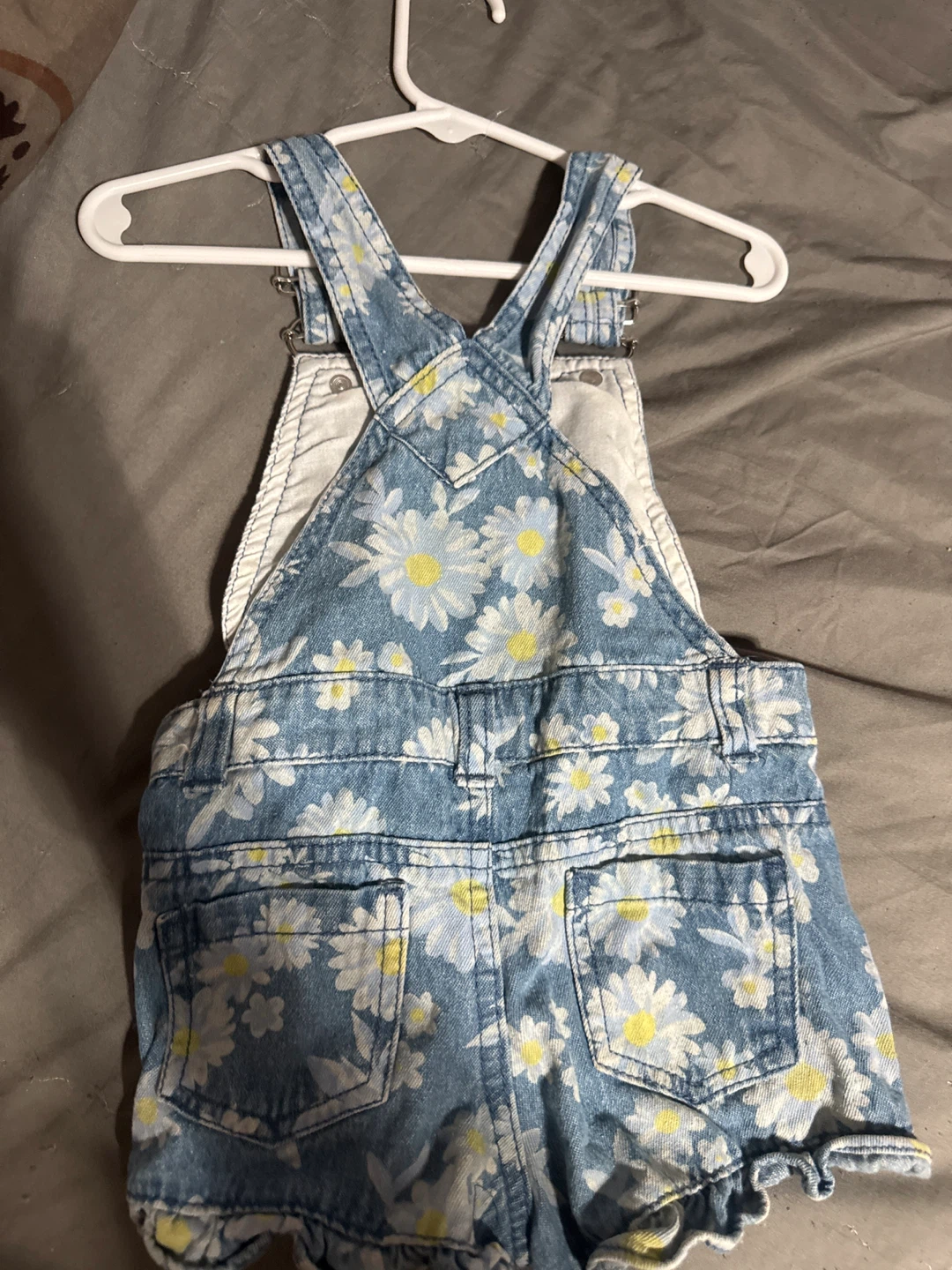 Baby Girls Denim Daisy Overalls - photo 2