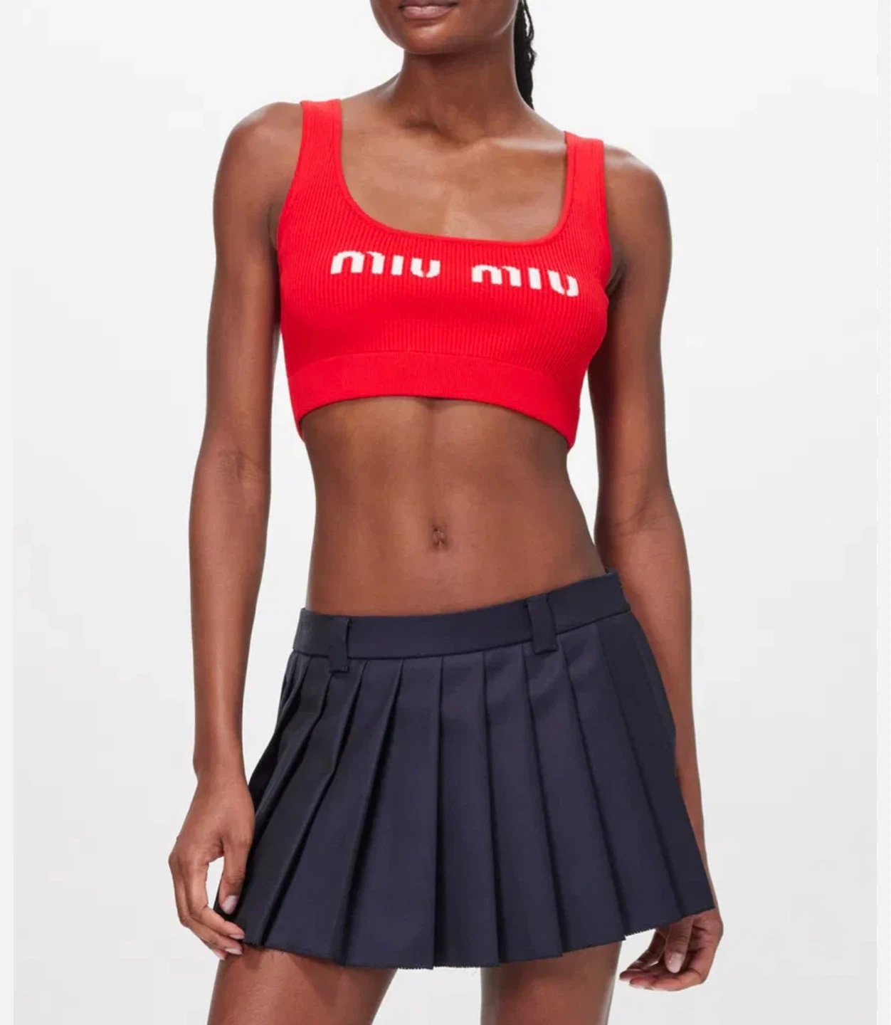 Miu Miu Red Logo Crop Tank Top - size S - photo 4
