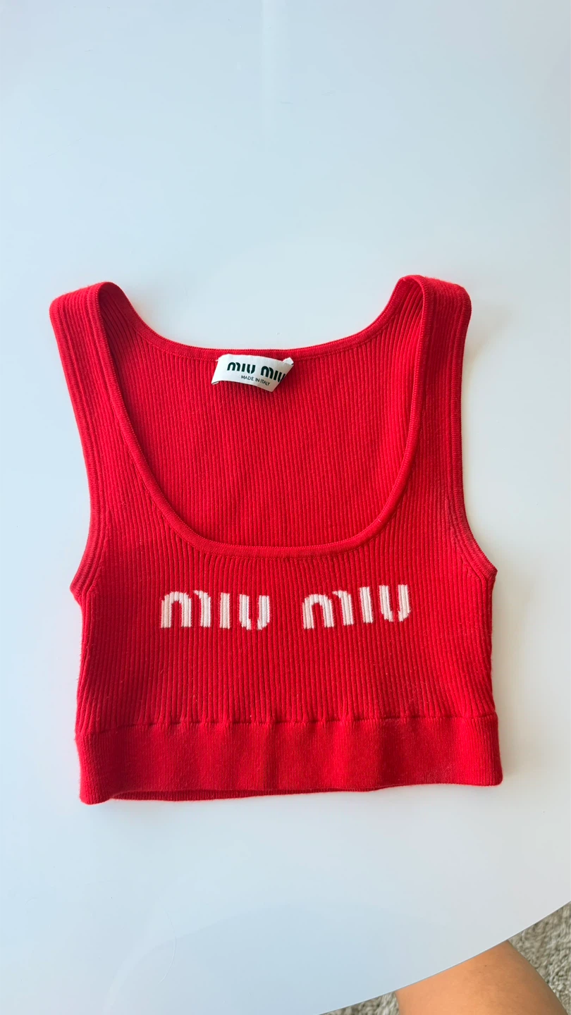 Miu Miu Red Logo Crop Tank Top - size S - photo 2