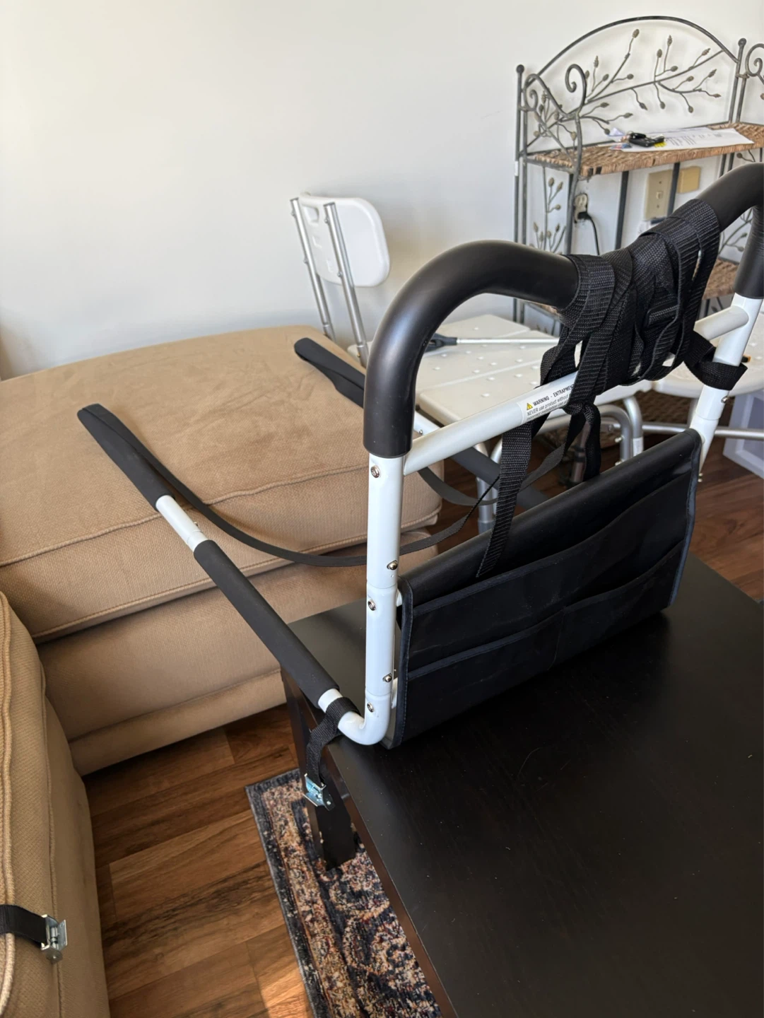 Bedside Assist Rail with Organizer Pouch