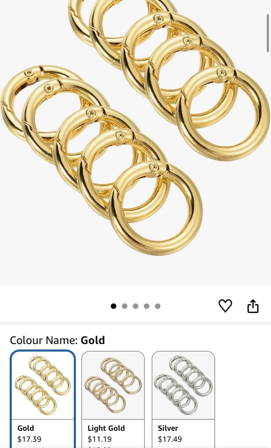 Gold Metal Key Ring Set (10)