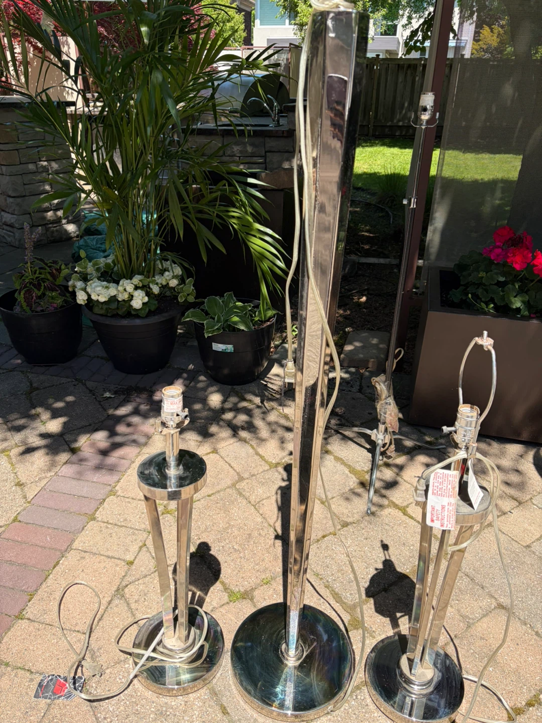 Set of 3 Chrome Floor and Table Lamps - photo 2
