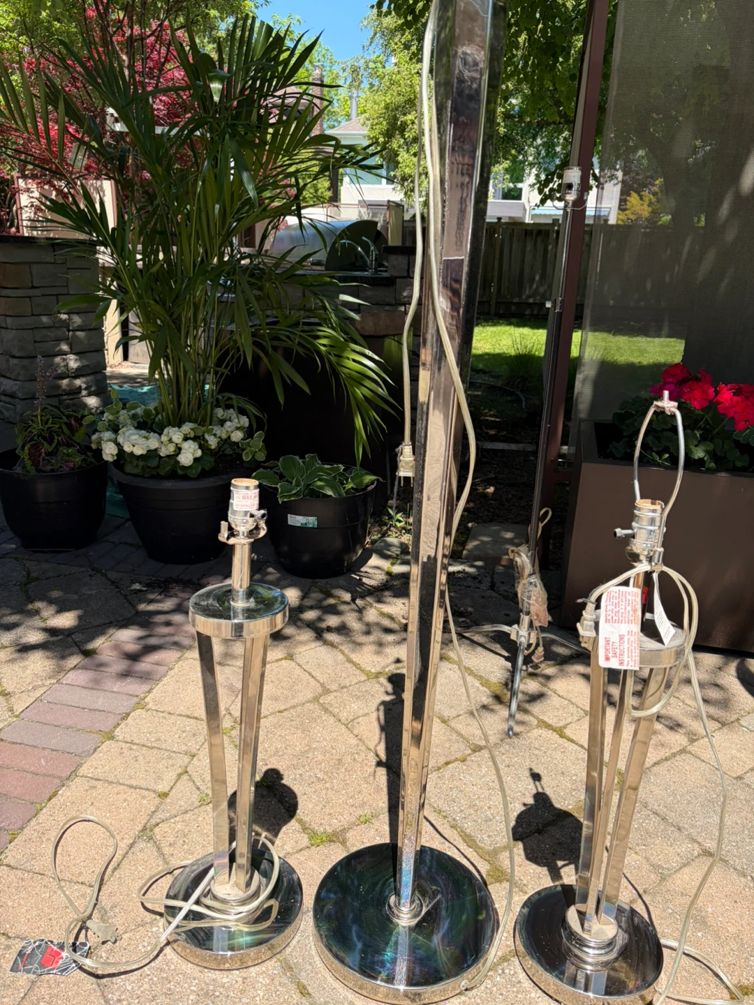 Set of 3 Chrome Floor and Table Lamps
