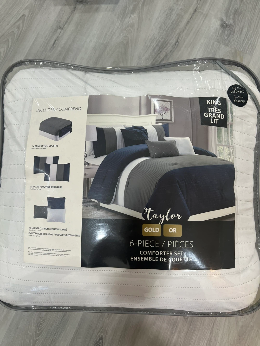 Taylor Gold - King Size Comforter Set - 6 Piece - New in Bag