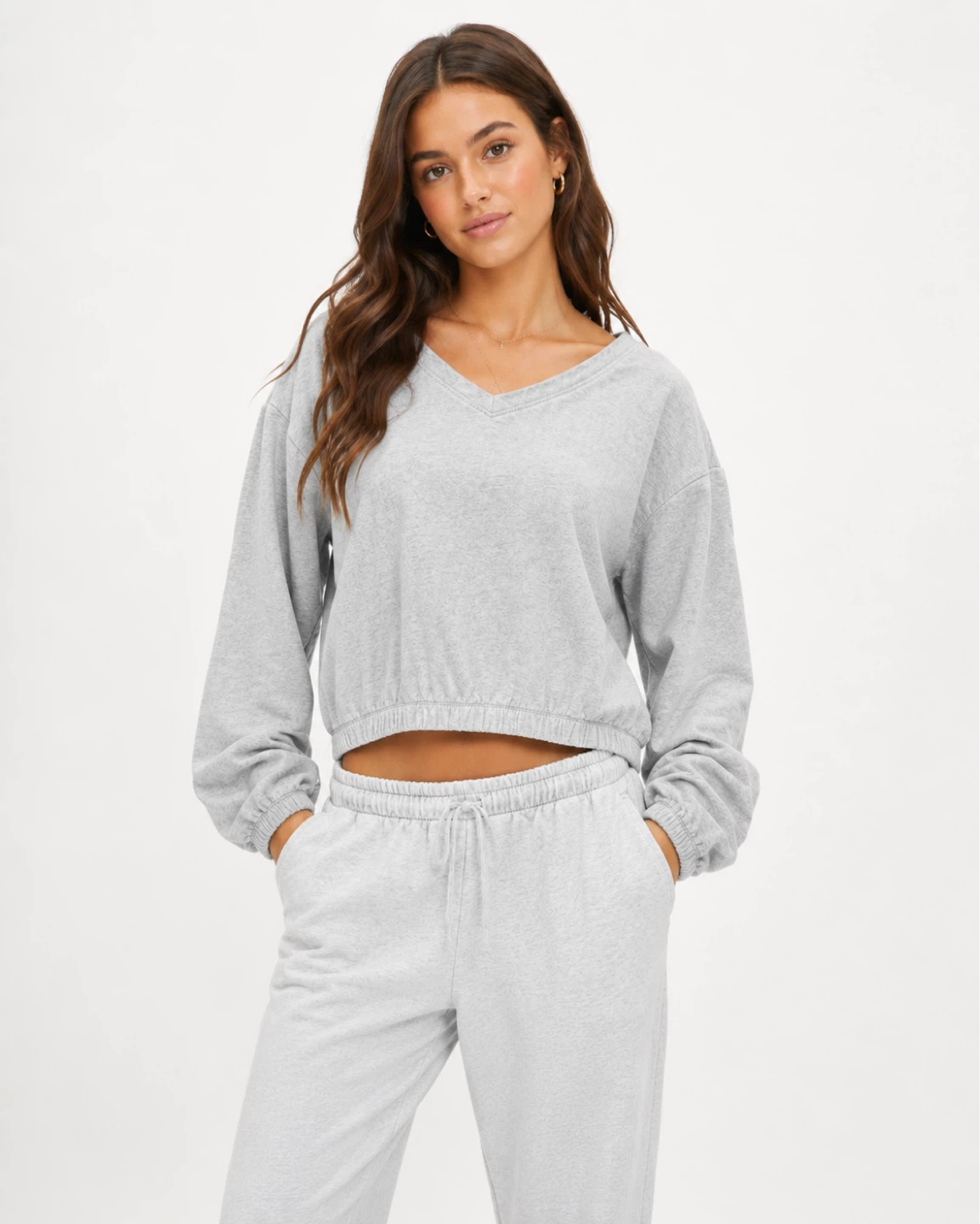 Aerie OFFLINE Soft V-Neck Cropped Sweatshirt size small