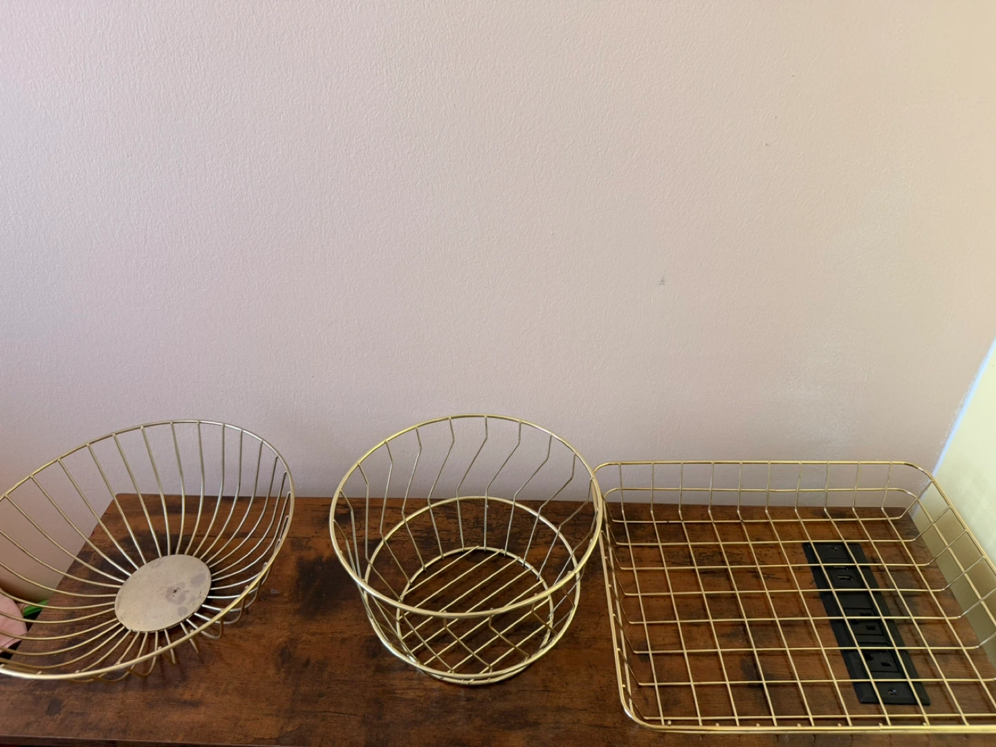 Gold Wire Baskets Set of 3