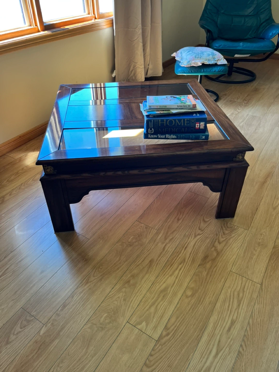 Wooden Coffee Table with Glass Top - photo 3