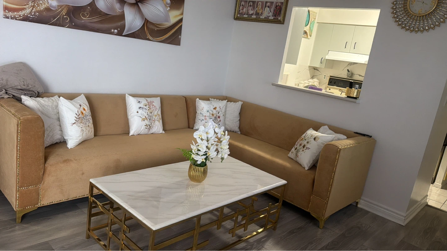 Brown Sectional Sofa with Decorative Pillows - photo 2