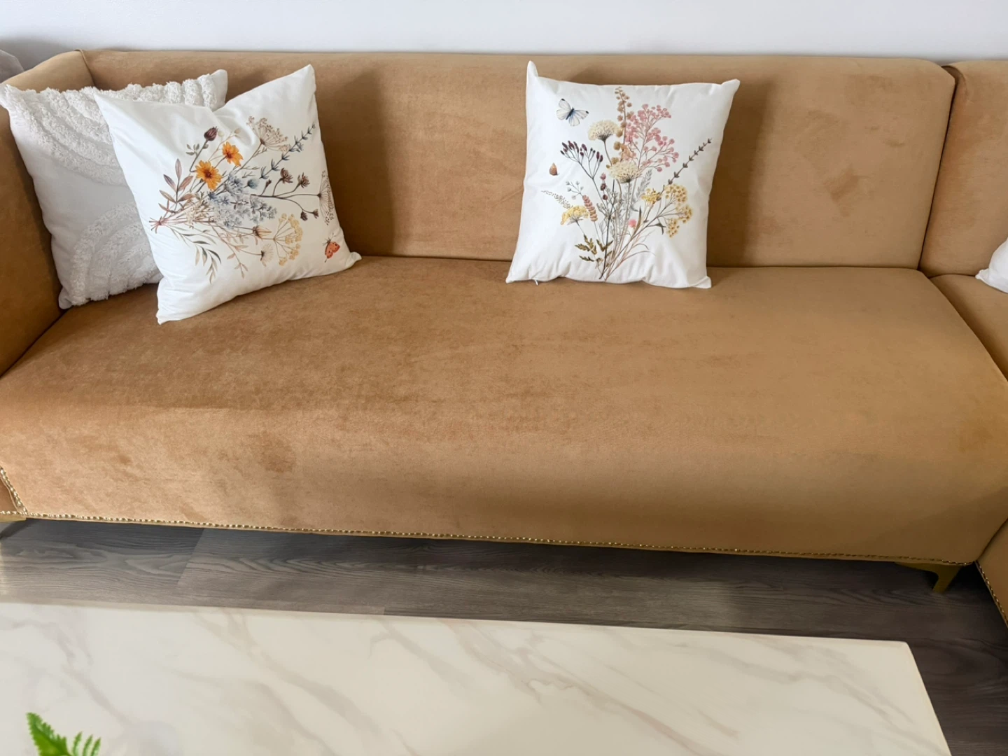 Brown Sectional Sofa with Decorative Pillows - photo 4