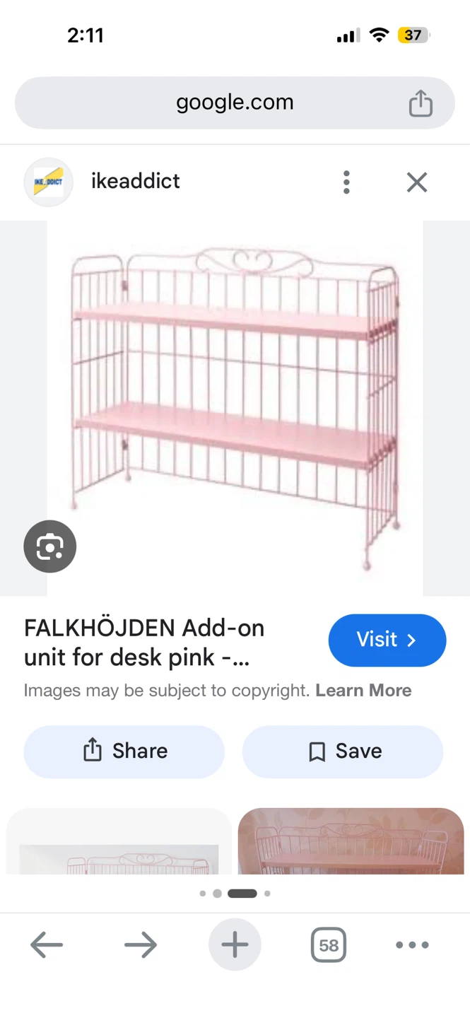 IKEA FALKHÖJDEN Add-on unit for desk pink