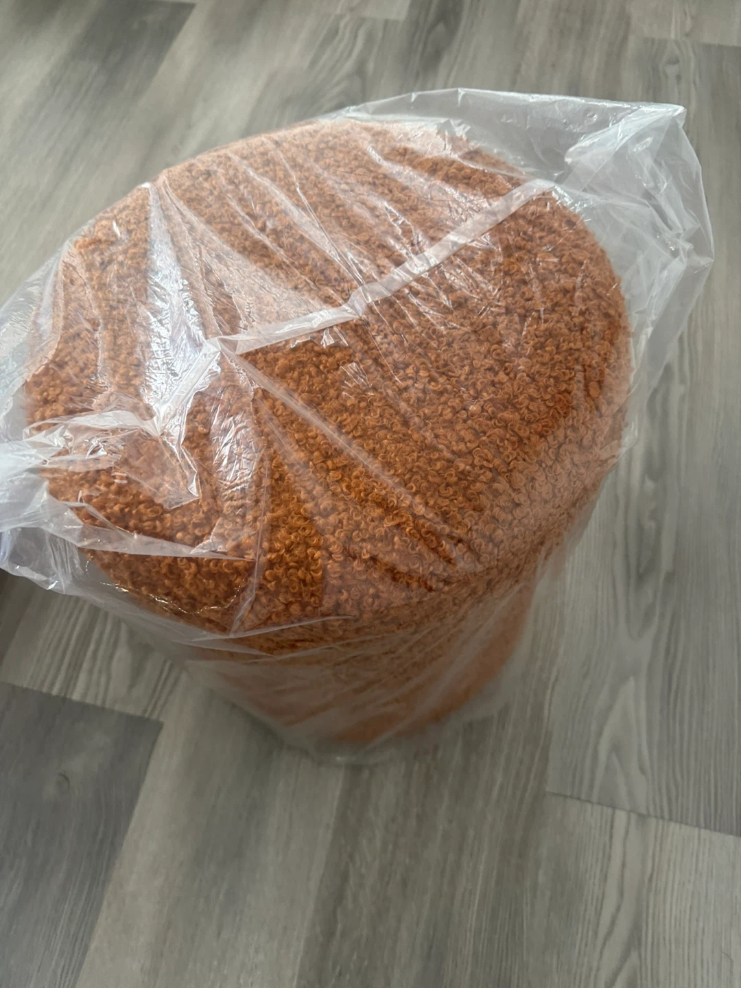 Orange Sherpa Ottoman/Footstool