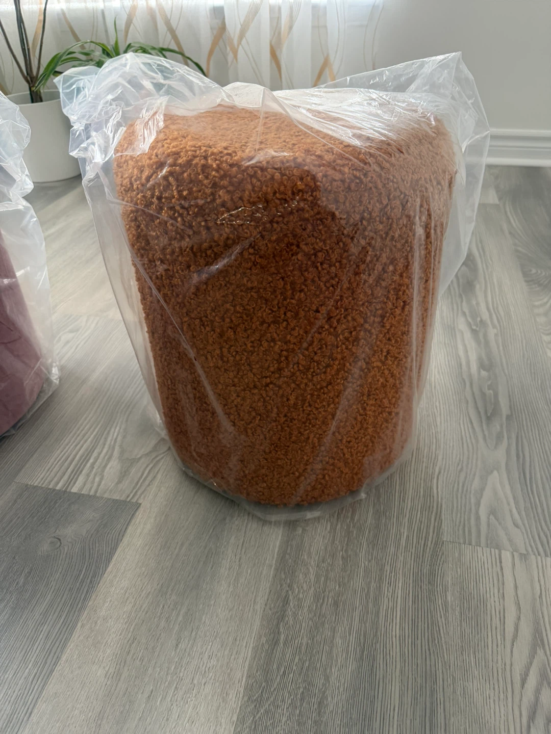 Orange Sherpa Ottoman/Footstool - photo 3