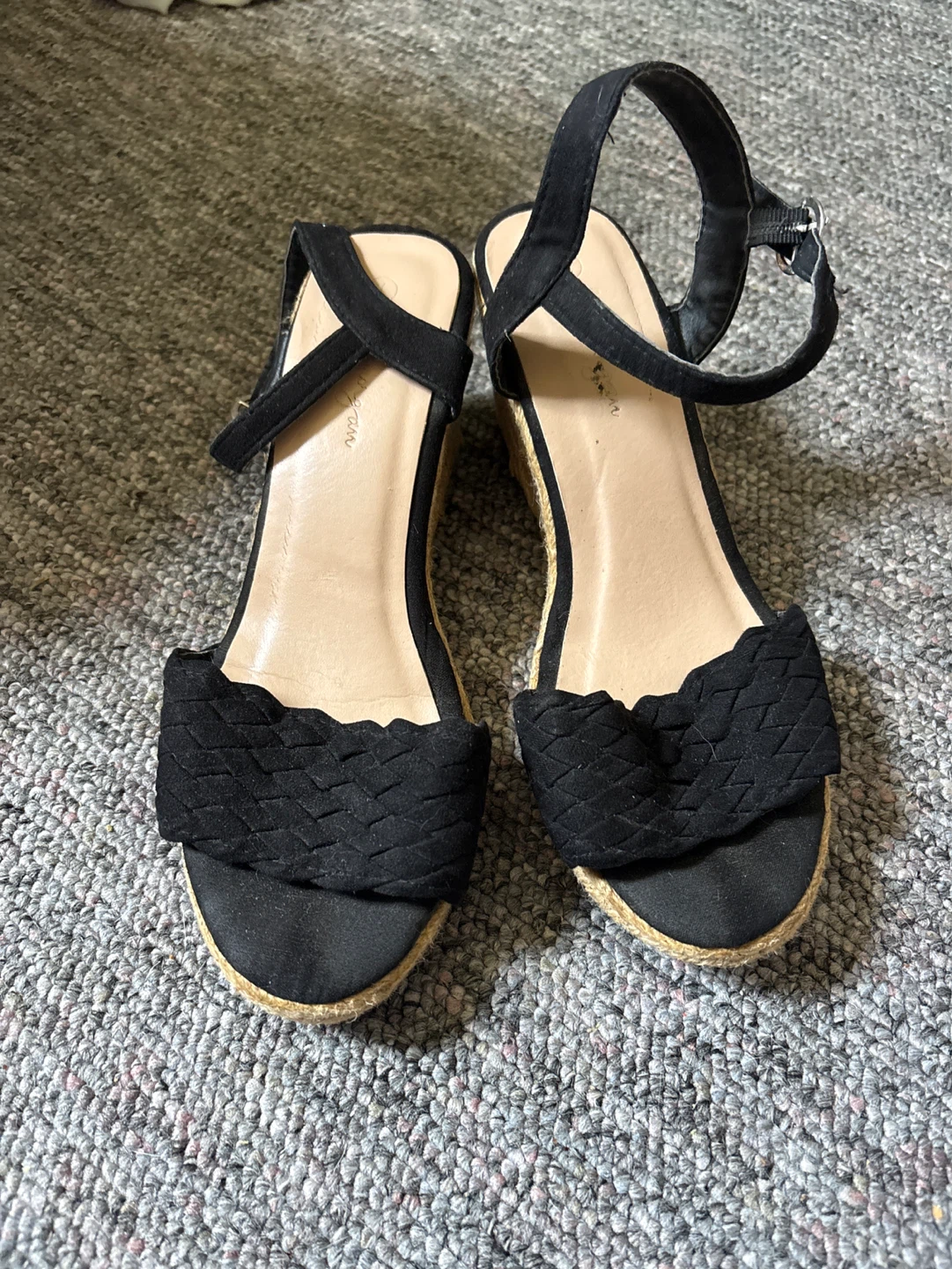 Black Wedge Espadrille Sandals