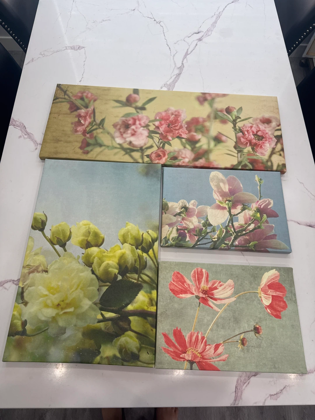 Set of 4 Floral Canvas Wall Art Prints