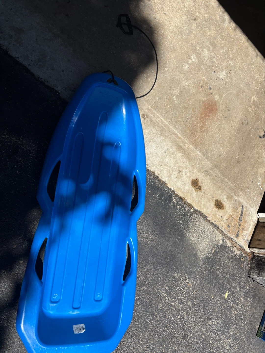Blue Toboggan Snow Sled with Rope