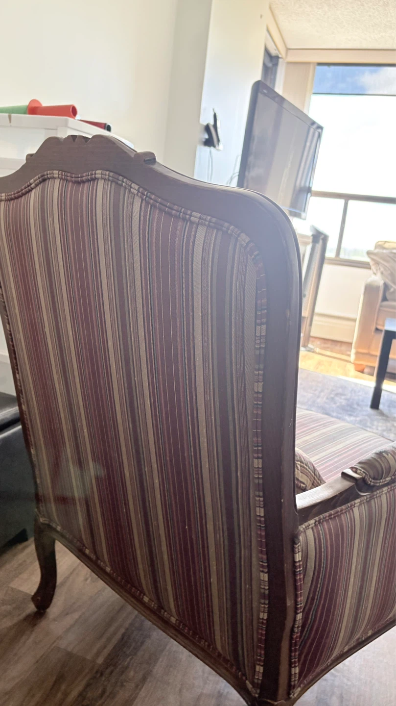Vintage Striped Accent Chair with Small Pillow - photo 2