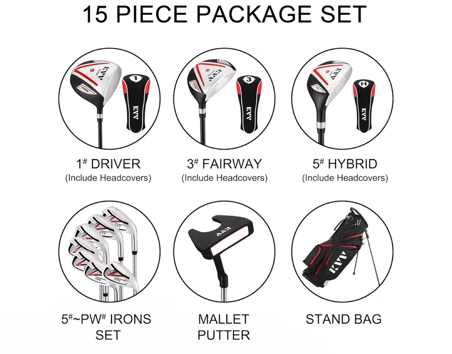 KVV Golf 15 Piece Package Set with Stand Bag - photo 2