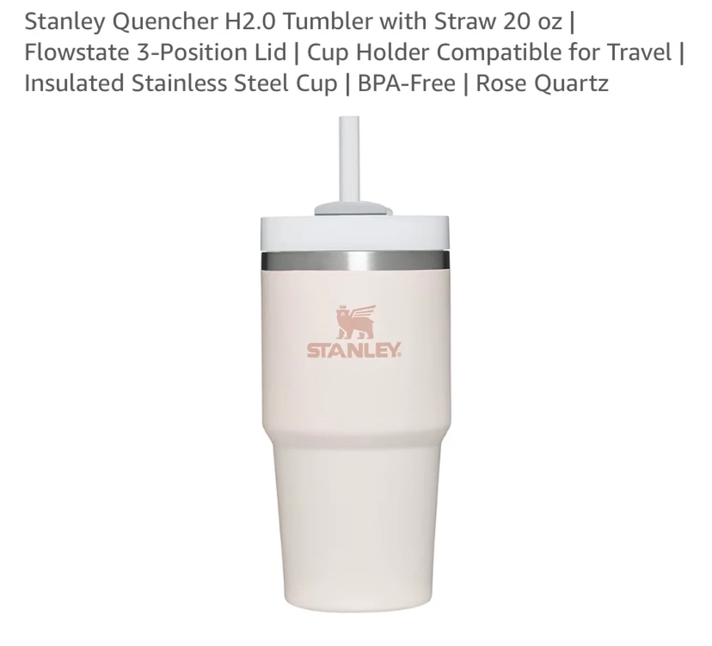 Stanley Quencher H2.0 Tumbler with Straw - 20oz, Rose Quartz - photo 5