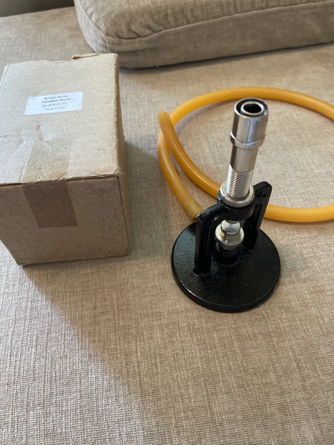 Bunsen Burner Adjustable Nozzle with a metal pot