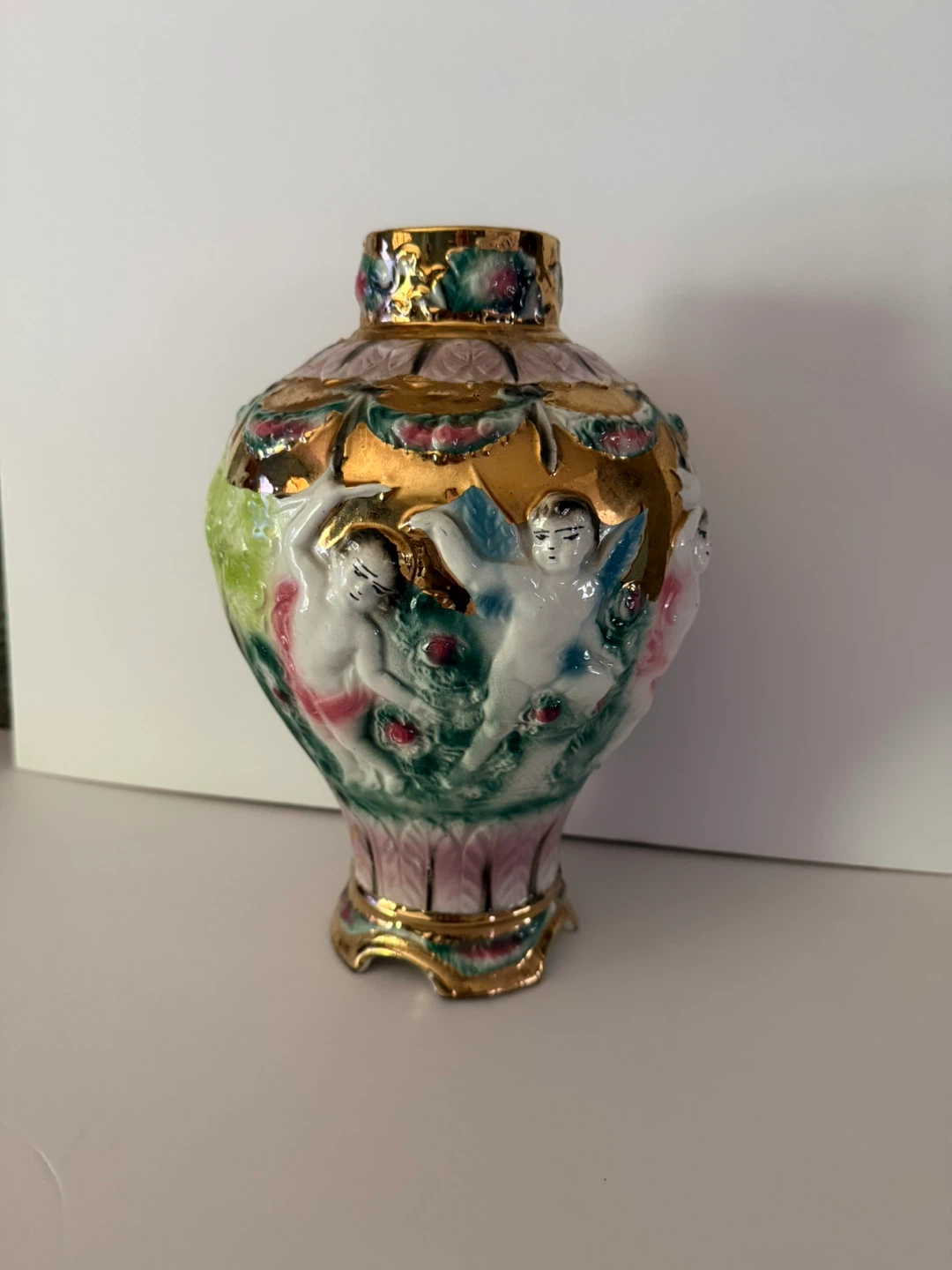 Vintage cherub vase