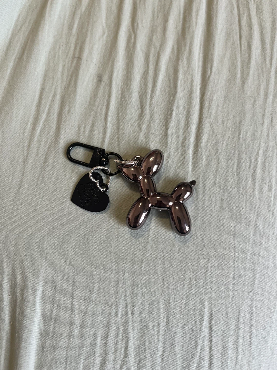 Balloon Dog Keychain with Heart Charm