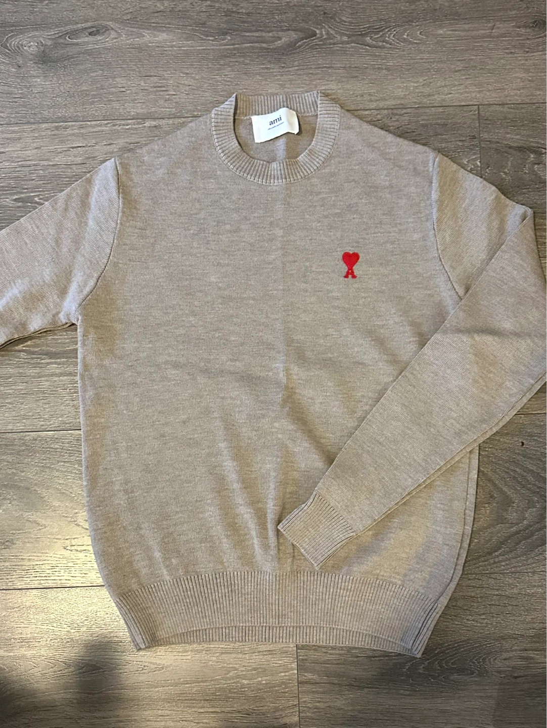 AMI Paris Wool Crewneck Sweater Beige Small