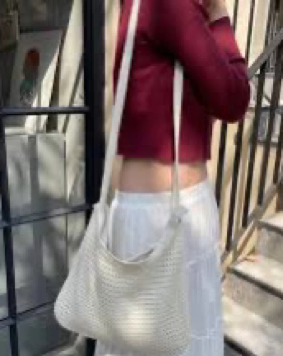 Brandy Melville Cream Knit Shoulder Bag