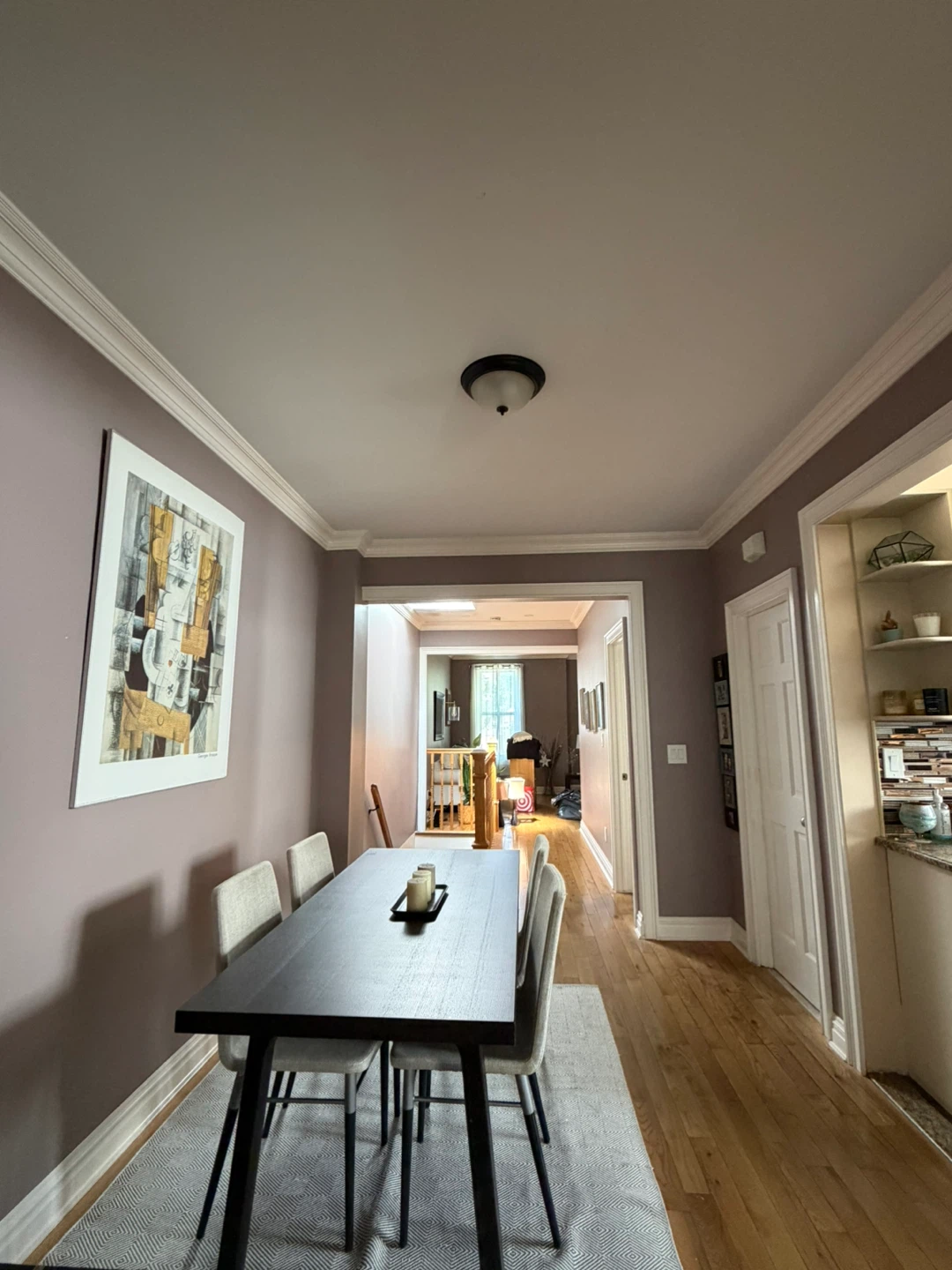 Dark Wood Dining Table with 4 Upholstered Chairs - photo 5