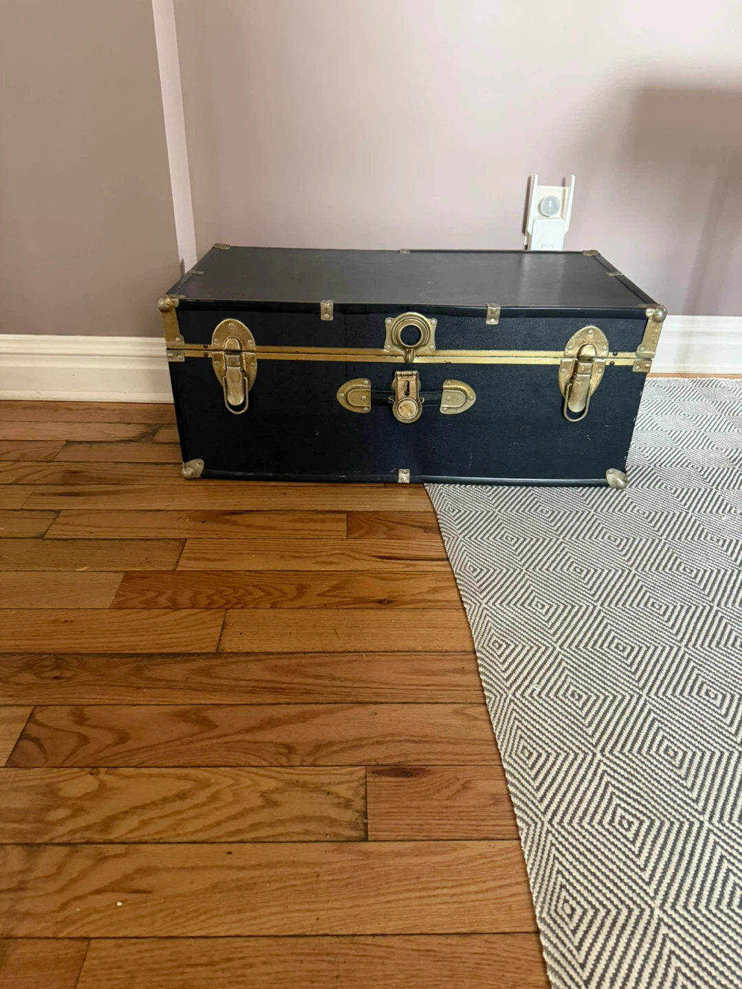 Black Vintage Trunk with Gold Accents