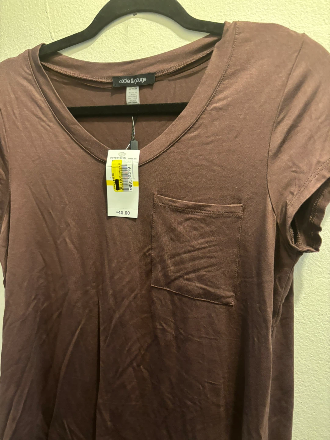 NEW-Cable & Gauge Brown Pocket T-Shirt M - photo 2