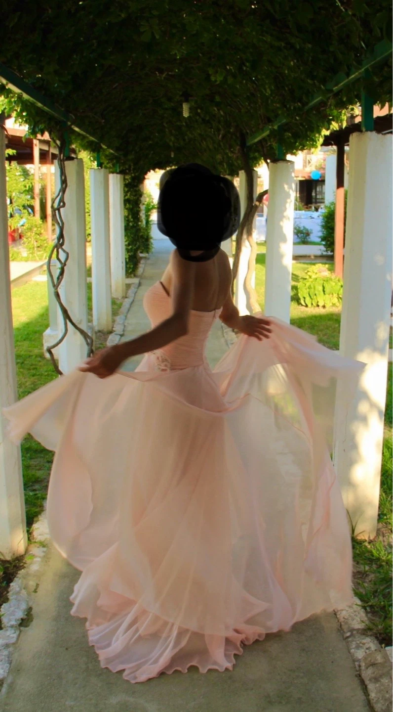 Pink Strapless Embellished Chiffon Gown / prom dress - photo 2