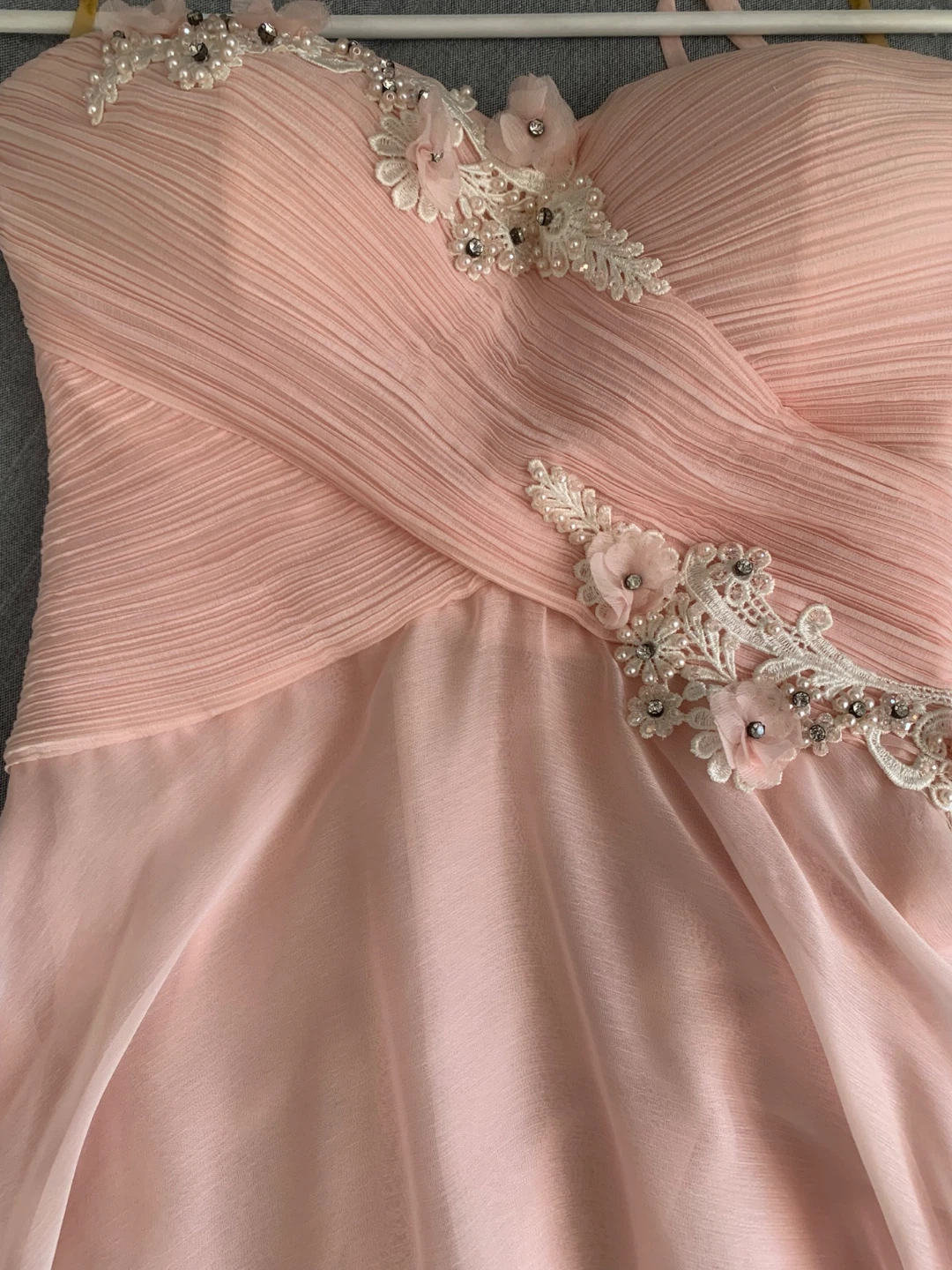 Pink Strapless Embellished Chiffon Gown / prom dress - photo 3