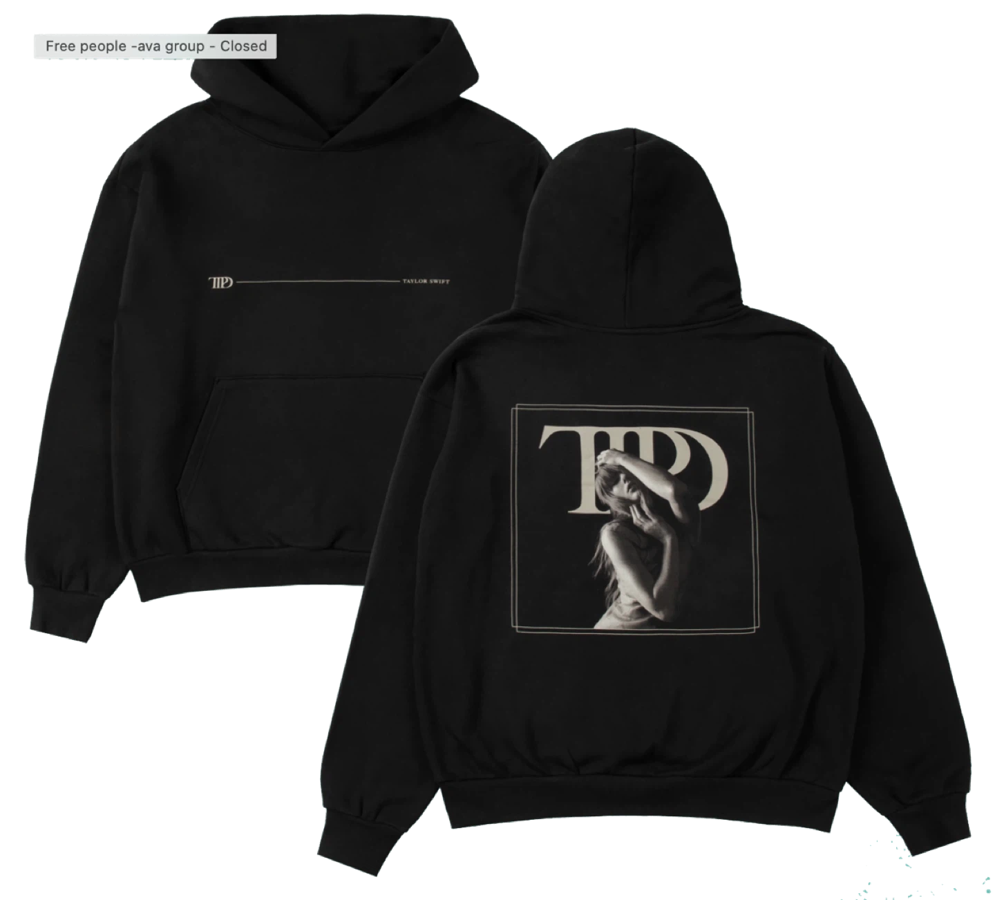 Taylor Swift "TTPD" Black Hoodie XS