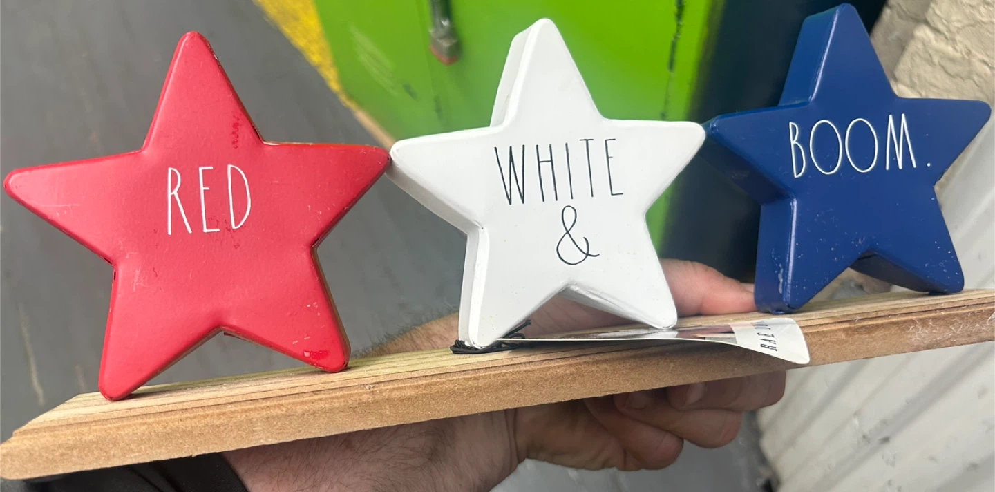 Rae Dunn "RED WHITE & BOOM" Star Decoration