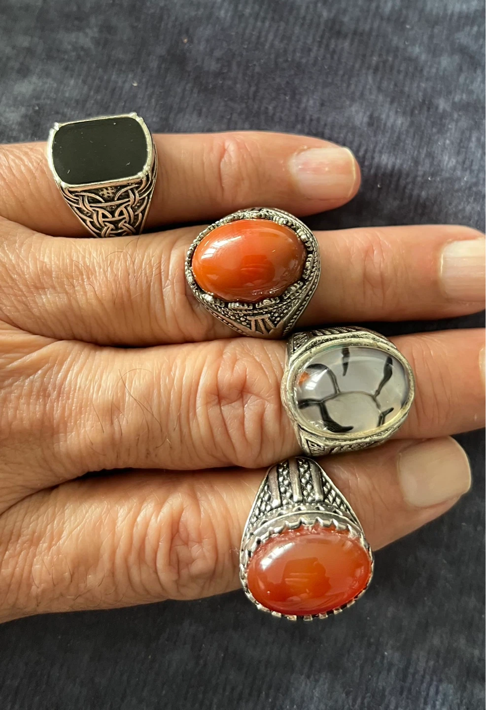 Set of 5 Men's Rings with Gemstones - photo 2
