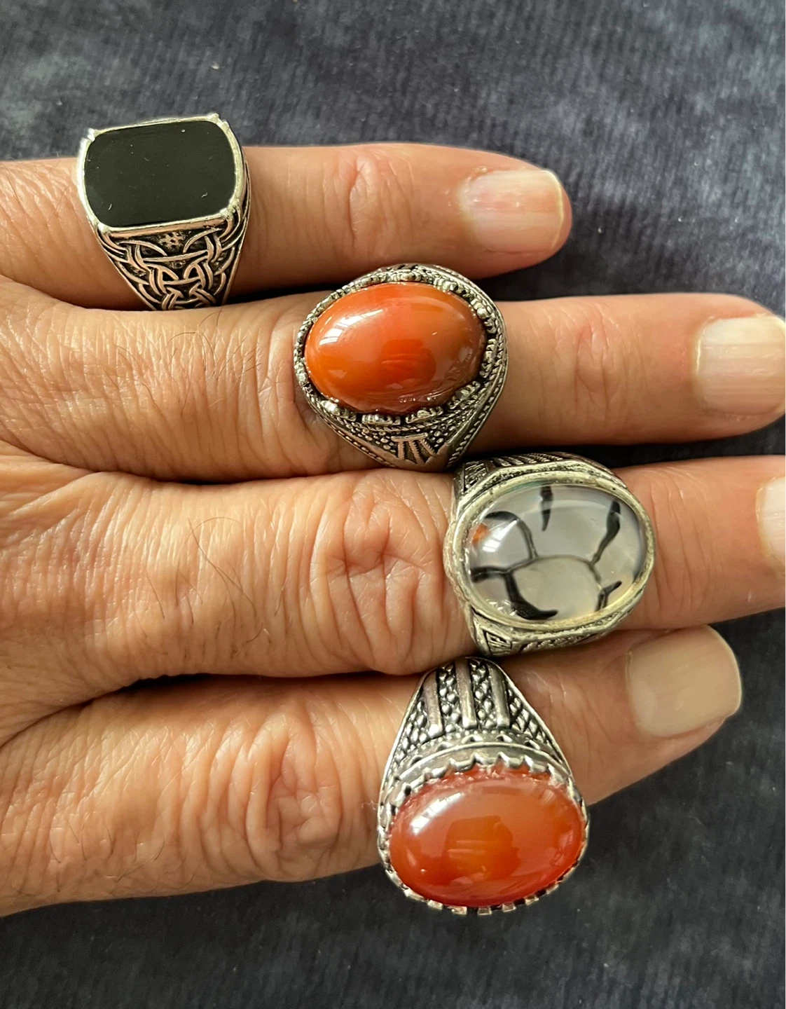 Set of 5 Men's Rings with Gemstones