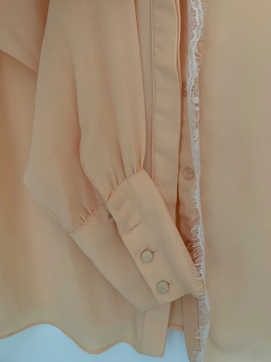 Peach Lace Trim Blouse - Size S - photo 2