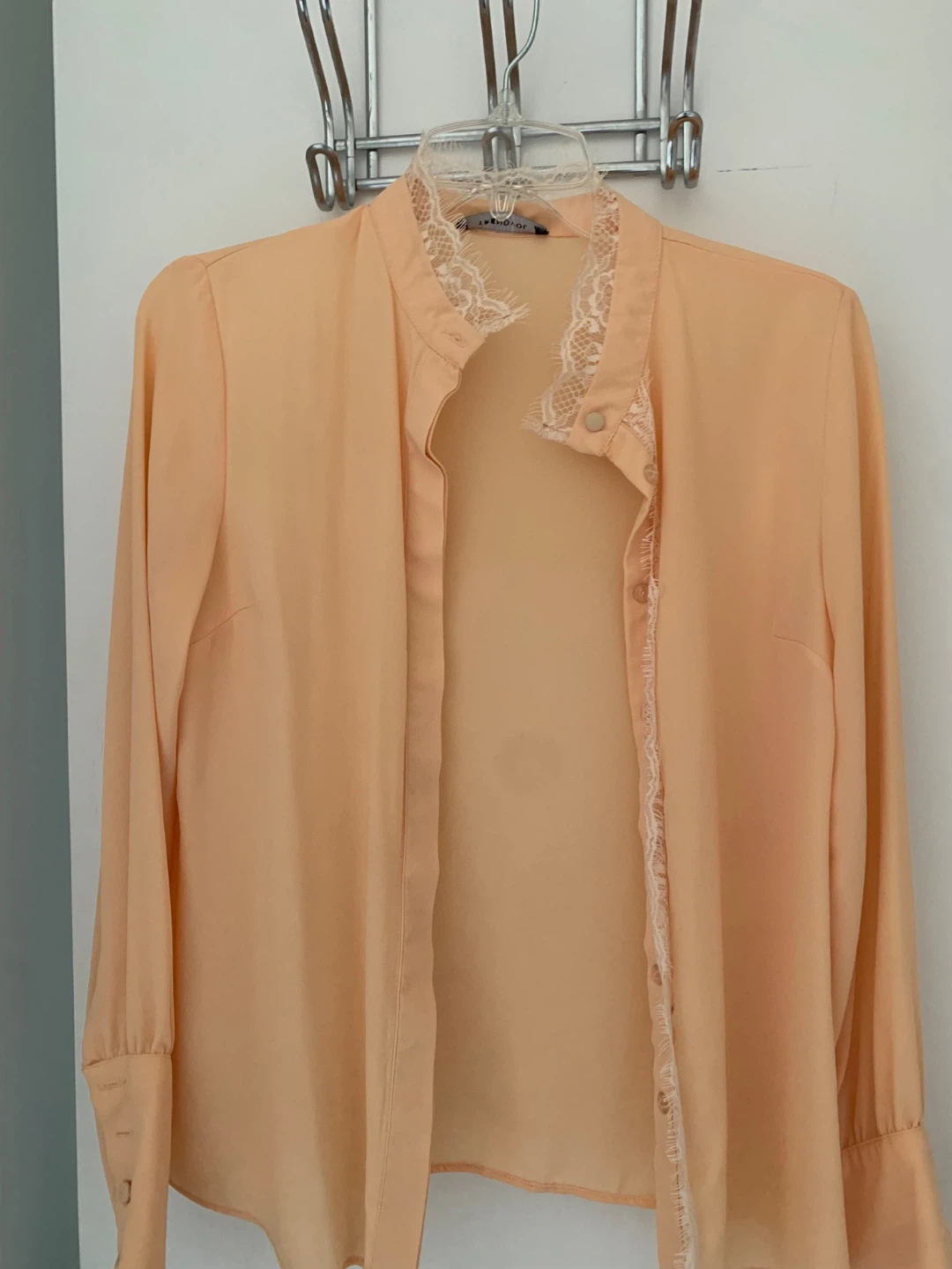 Peach Lace Trim Blouse - Size S - photo 3
