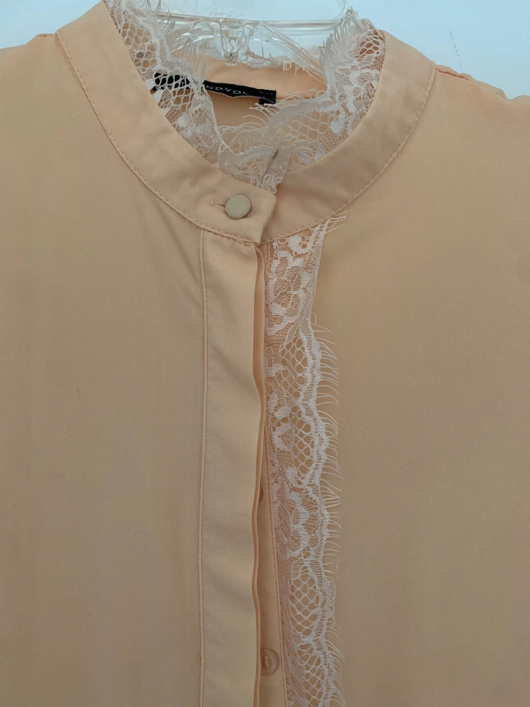 Peach Lace Trim Blouse - Size S