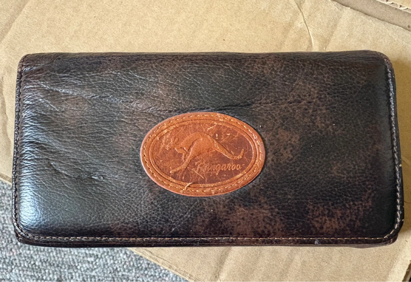 Kangaroo Brown Leather Trifold Wallet