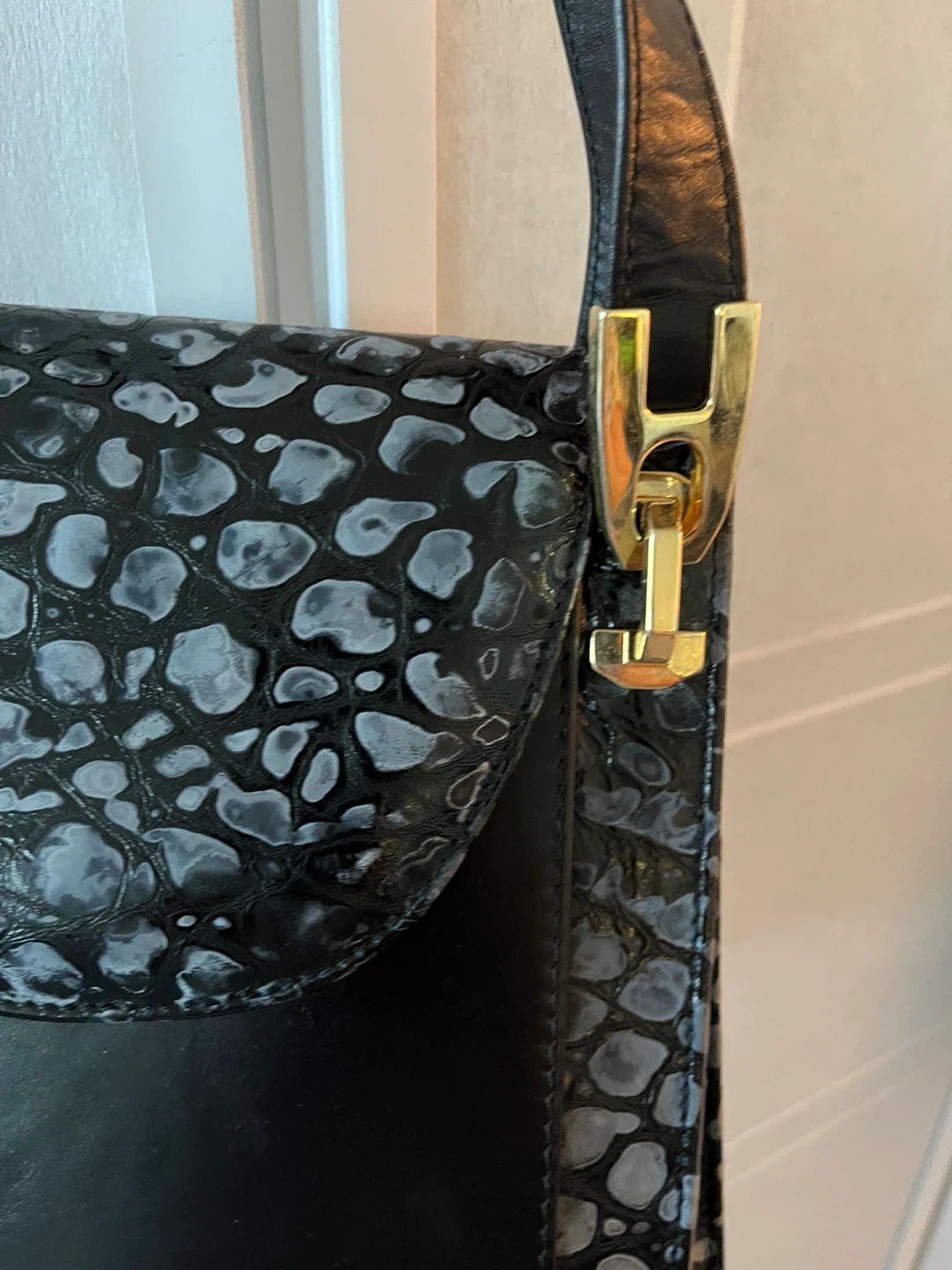 Black Shoulder Bag with Embossed Accents - photo 2