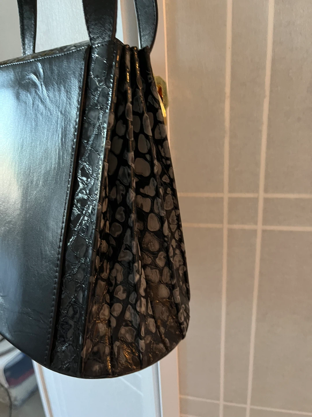 Black Shoulder Bag with Embossed Accents - photo 5