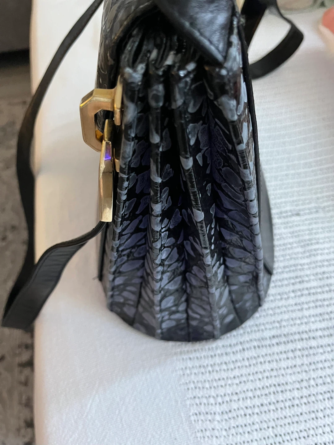 Black Shoulder Bag with Embossed Accents - photo 4