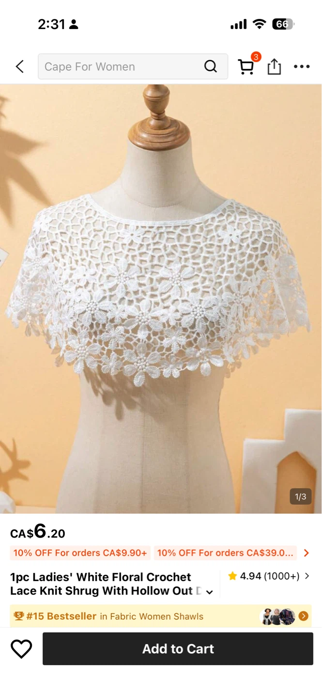 White Crochet Floral Lace Shawl - photo 2