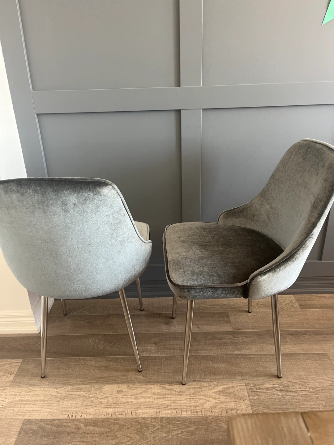 Set of 2 Blue Grey Velvet Accent Chairs - photo 2