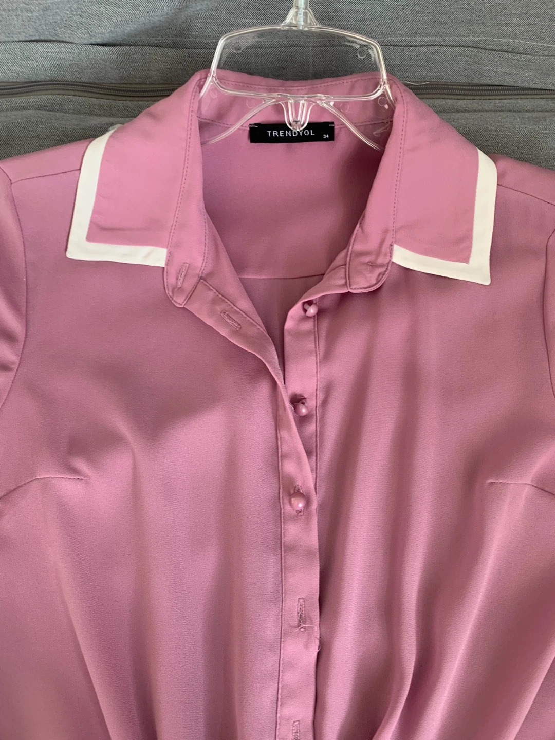 Pink Blouse with White Collar - photo 2