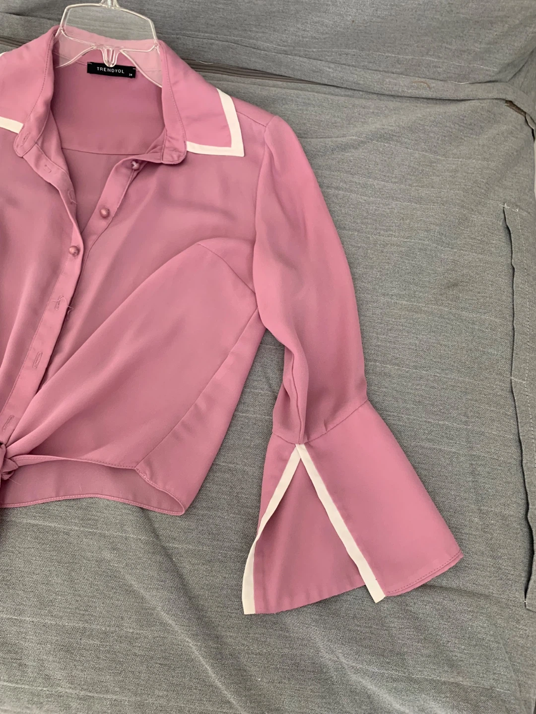 Pink Blouse with White Collar - photo 3